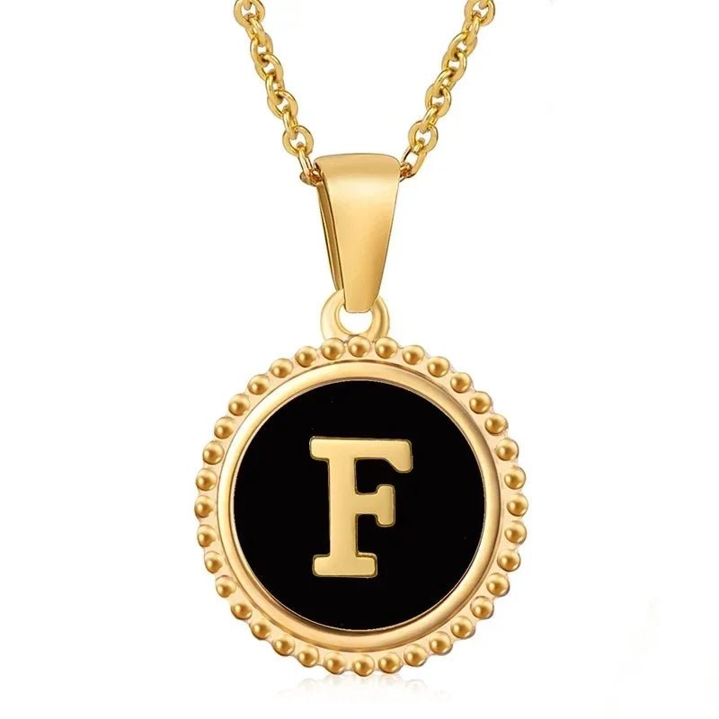 Stalen dames ketting letter goudkleur - F - Heren