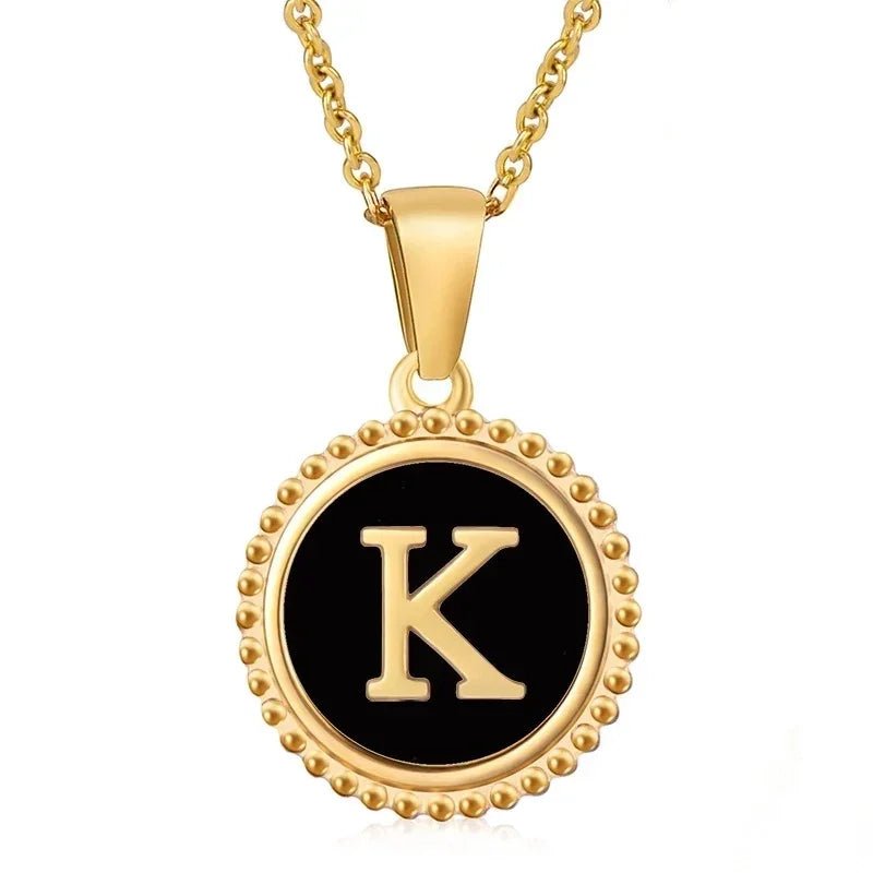 Stalen dames ketting letter goudkleur - K - Heren