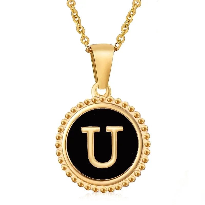 Stalen dames ketting letter goudkleur - U - Heren