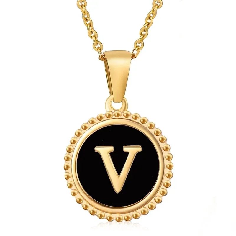 Stalen dames ketting letter goudkleur - V - Heren