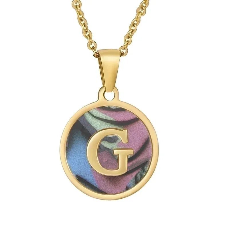 Stijlvolle Abalone Initiaal Ketting RVS - B - Dames