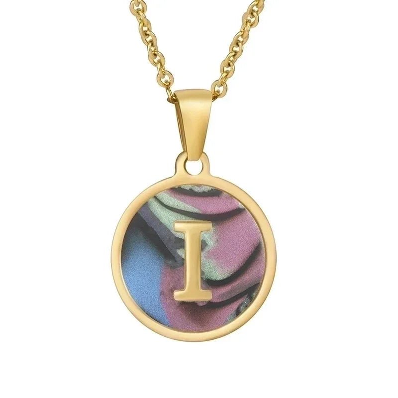 Stijlvolle Abalone Initiaal Ketting RVS - H - Dames