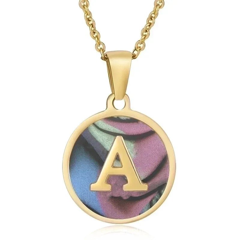 Stijlvolle Abalone Initiaal Ketting RVS - H - Dames