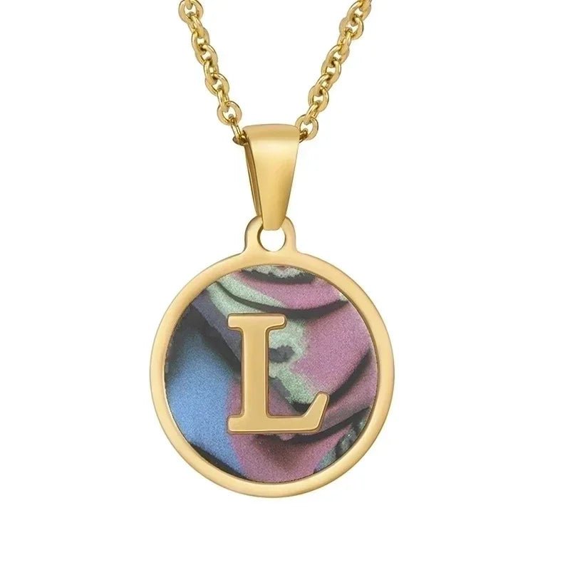 Stijlvolle Abalone Initiaal Ketting RVS - L - Dames