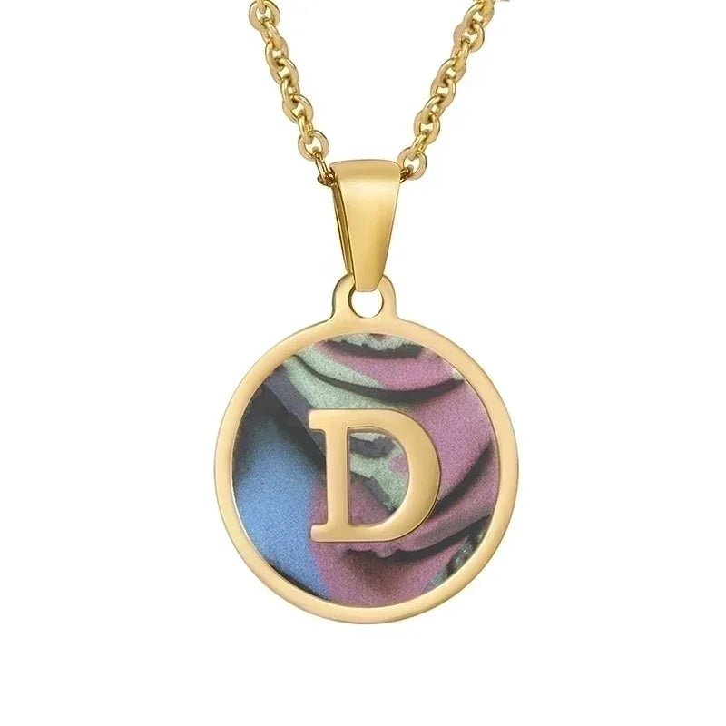 Stijlvolle Abalone Initiaal Ketting RVS - R - Dames
