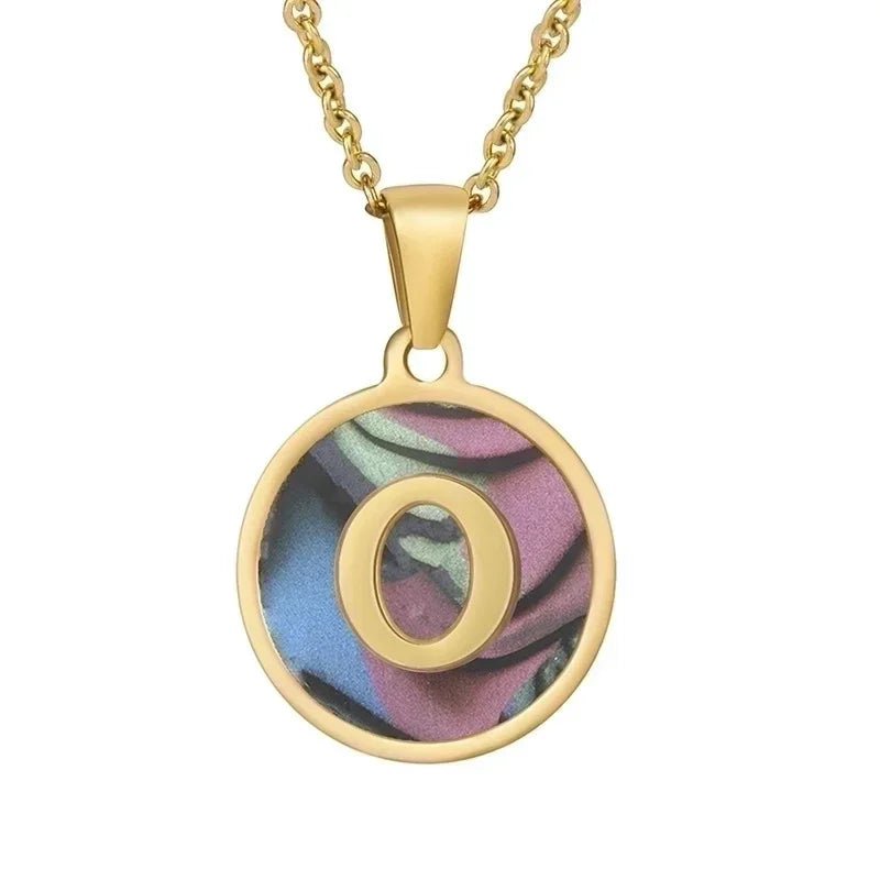 Stijlvolle Abalone Initiaal Ketting RVS - O - Dames