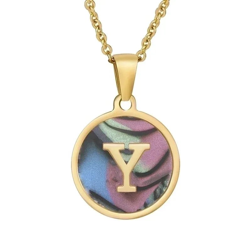 Stijlvolle Abalone Initiaal Ketting RVS - Y - Dames