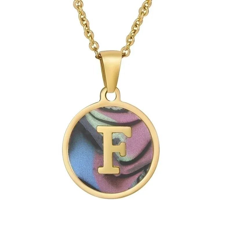 Stijlvolle Abalone Initiaal Ketting RVS - P - Dames