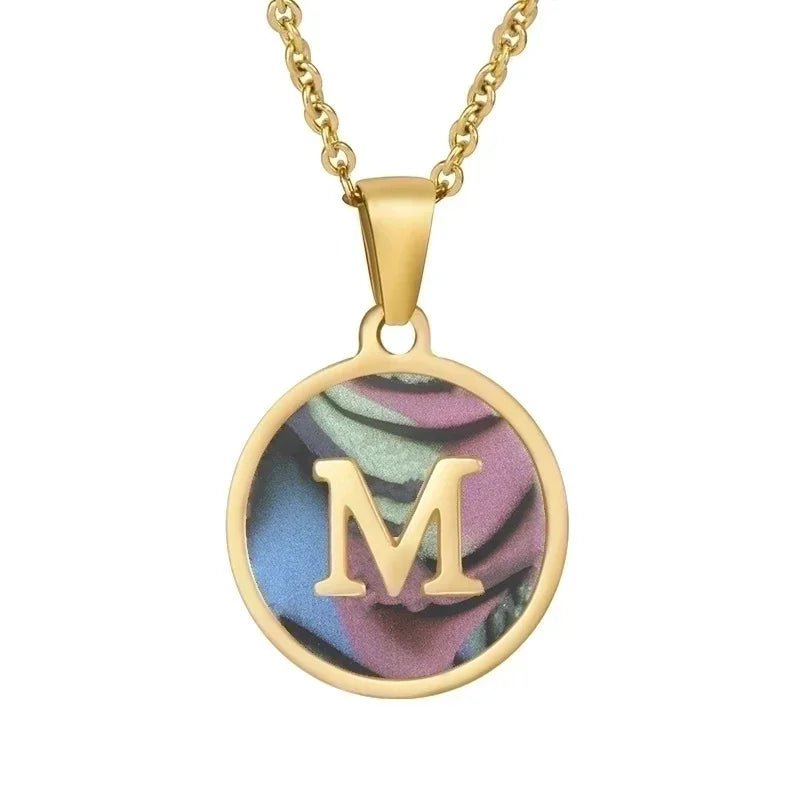 Stijlvolle Abalone Initiaal Ketting RVS - M - Dames