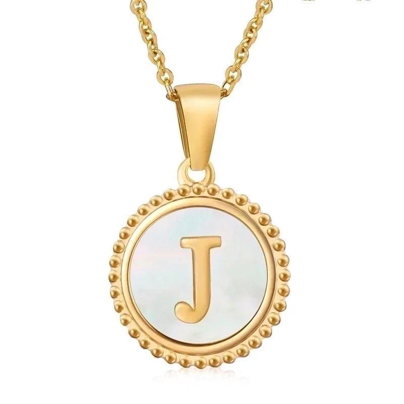 Letter Ketting Goud RVS met Witte Schelp - Initiaal Sieraad 45cm - J - Dames
