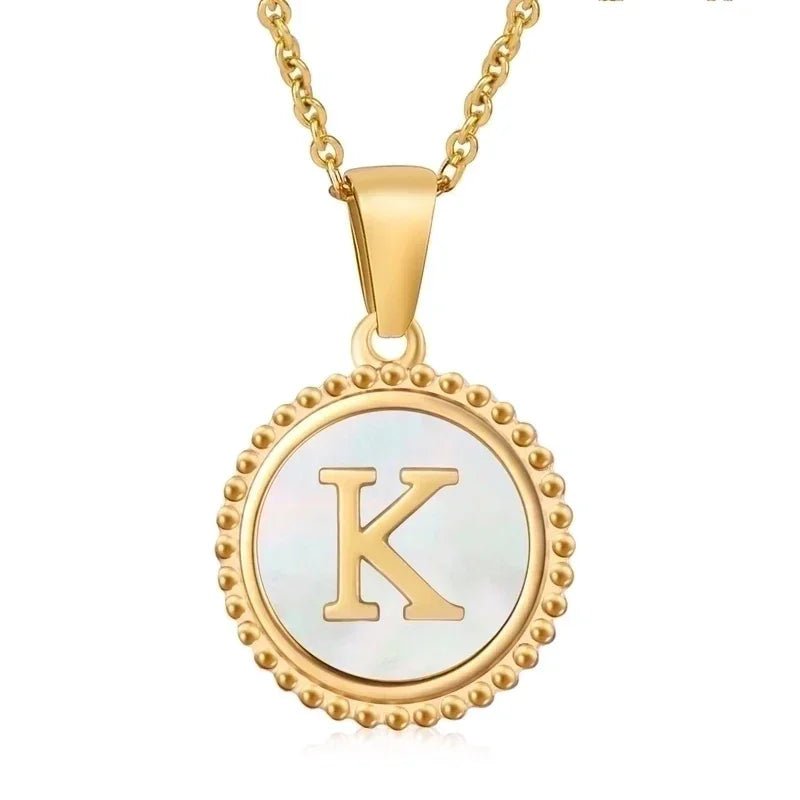 Letter Ketting Goud RVS met Witte Schelp - Initiaal Sieraad 45cm - K - Dames