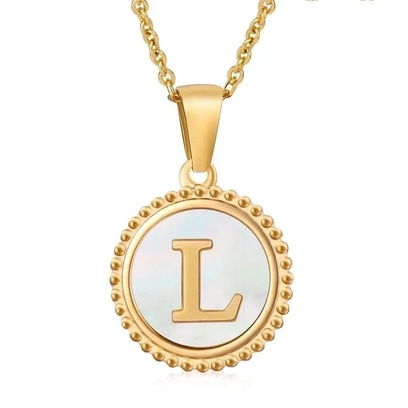 Letter Ketting Goud RVS met Witte Schelp - Initiaal Sieraad 45cm - L - Dames