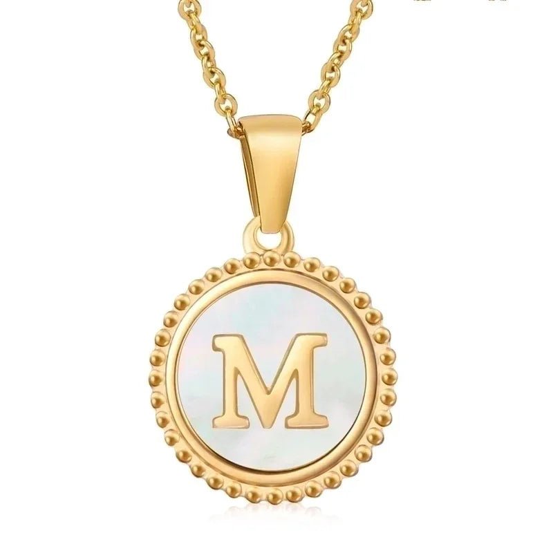 Letter Ketting Goud RVS met Witte Schelp - Initiaal Sieraad 45cm - M - Dames