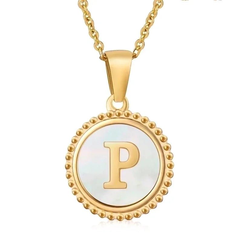 Letter Ketting Goud RVS met Witte Schelp - Initiaal Sieraad 45cm - P - Dames