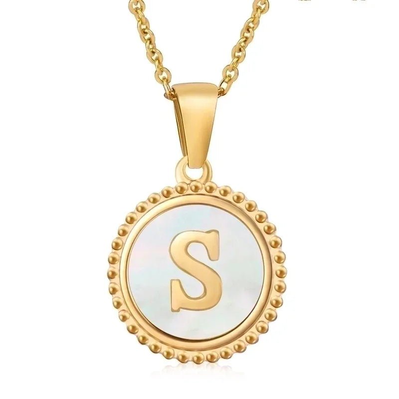 Letter Ketting Goud RVS met Witte Schelp - Initiaal Sieraad 45cm - S - Dames