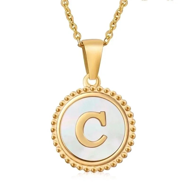 Letter Ketting Goud RVS met Witte Schelp - Initiaal Sieraad 45cm - V - Dames