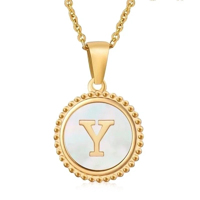 Letter Ketting Goud RVS met Witte Schelp - Initiaal Sieraad 45cm - Y - Dames