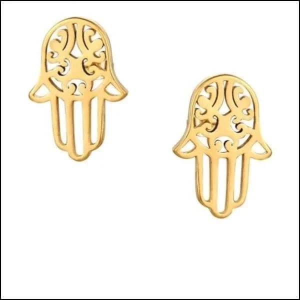 Stalen oorbellen Hamsa Hand - Multikleurig-9x8mm -