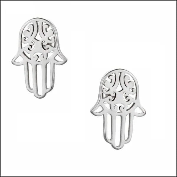 Stalen oorbellen Hamsa Hand - Multikleurig-9x8mm -