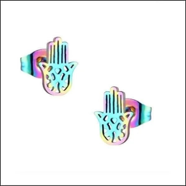 Stalen oorbellen Hamsa Hand - Goudkleurig-12x8mm -
