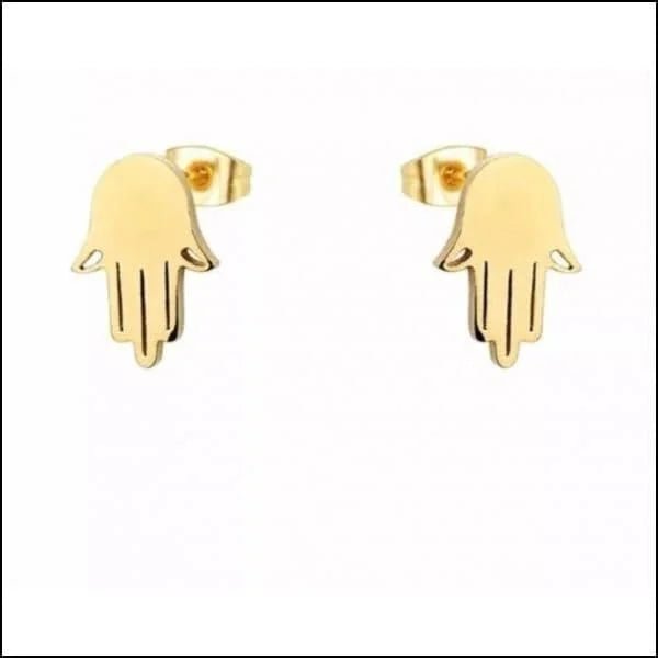 Stalen oorbellen Hamsa Hand - Zilverkleurig-11x7.5mm -