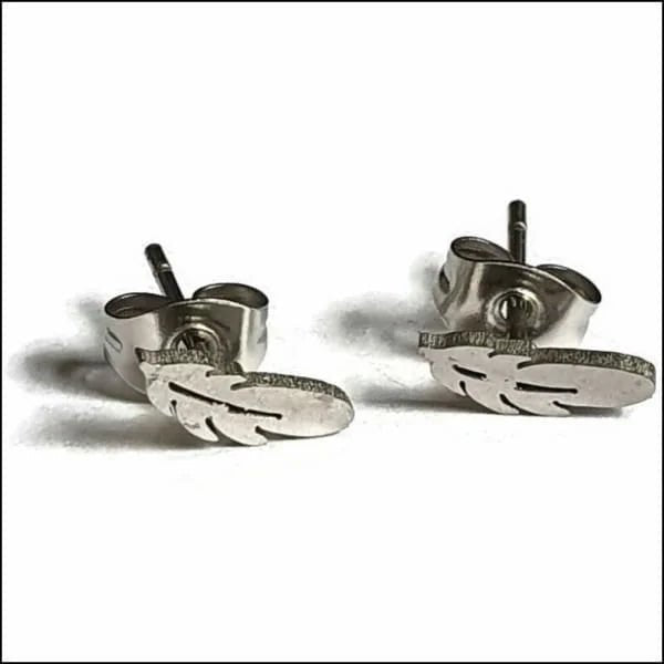 RVS Veertjes Oorbellen Diverse Kleuren 10-15mm - Veer Oorstekers - Zilverkleurig-9x3mm -