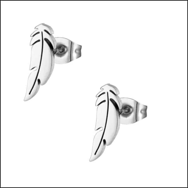 RVS Veertjes Oorbellen Diverse Kleuren 10-15mm - Veer Oorstekers - Goudkleurig-9x3mm -