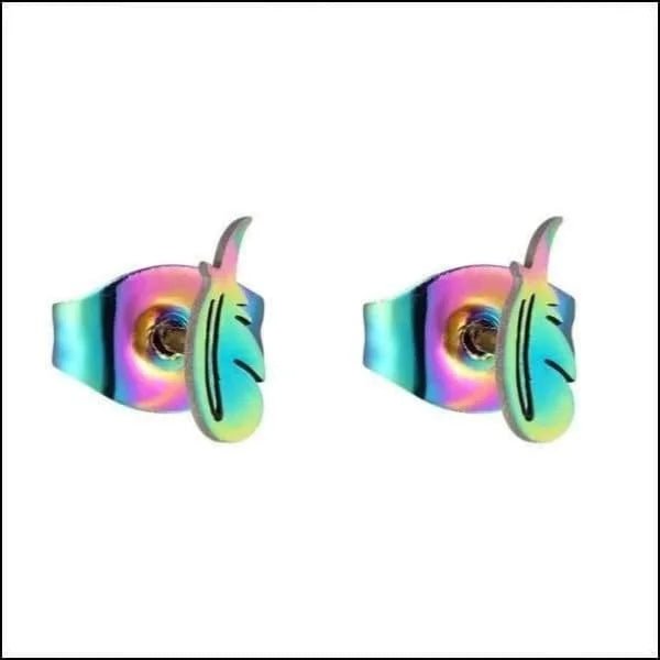 RVS Veertjes Oorbellen Diverse Kleuren 10-15mm - Veer Oorstekers - Multi kleurig-9x3mm -