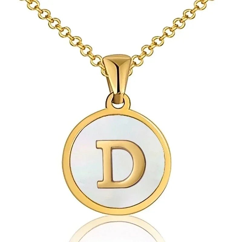 Unieke Initiaal Ketting - Schelp Goudkleurig 45cm - D - Dames