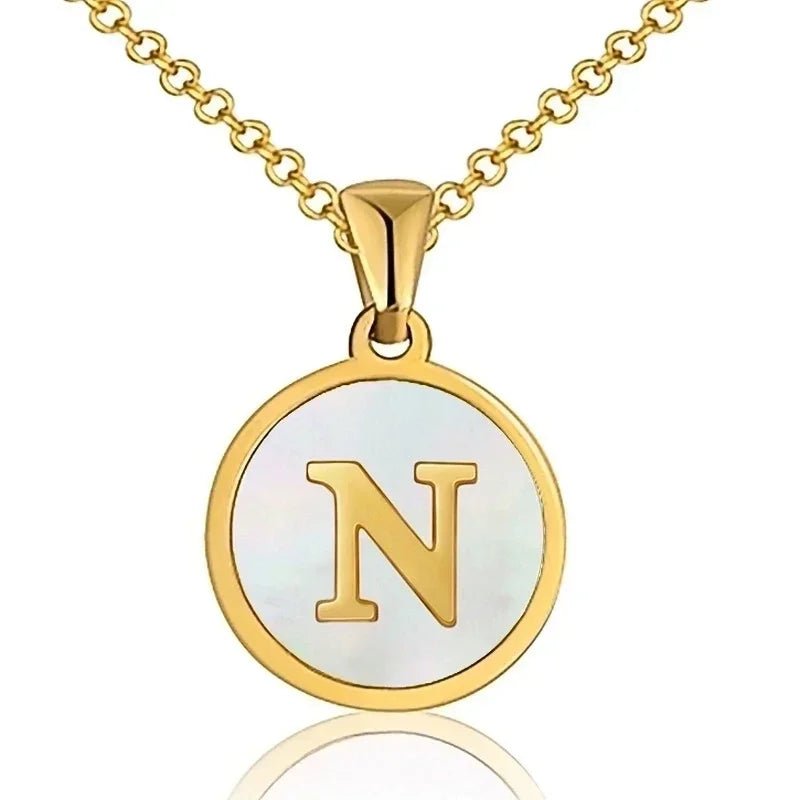 Unieke Initiaal Ketting - Schelp Goudkleurig 45cm - N - Dames