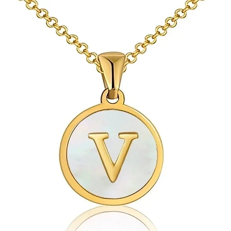 Unieke Initiaal Ketting - Schelp Goudkleurig 45cm - V - Dames