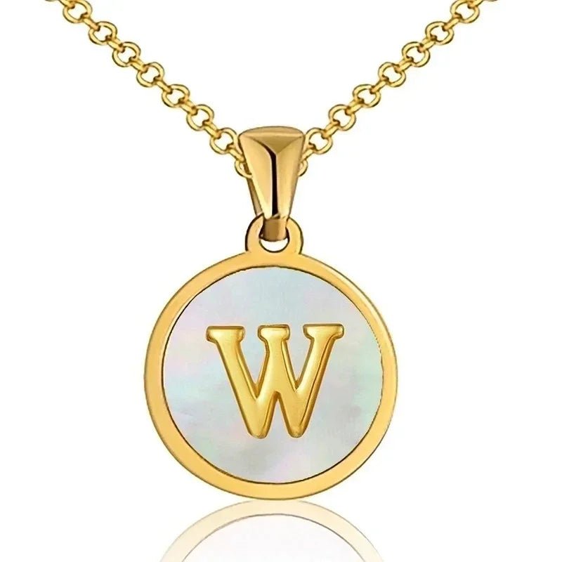 Unieke Initiaal Ketting - Schelp Goudkleurig 45cm - W - Dames