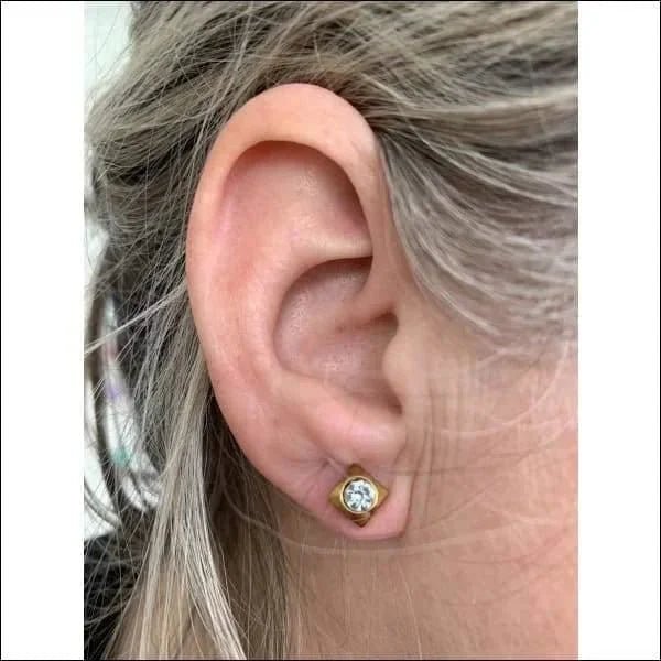 RVS Vierkante Oorstekers Zwart 6mm - Minimalistisch Design - 6mm / Goudkleurig-steen-Wit -