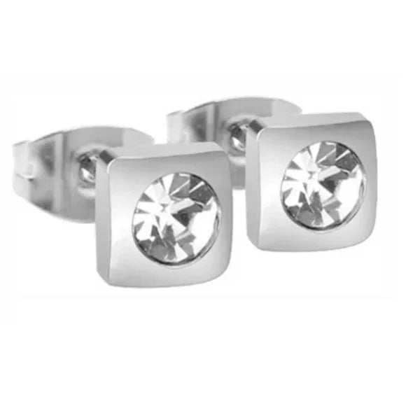 RVS Vierkante Oorstekers Zwart 6mm - Minimalistisch Design - 6mm / Ros&Atilde;&copy;kleurig-Zwart -