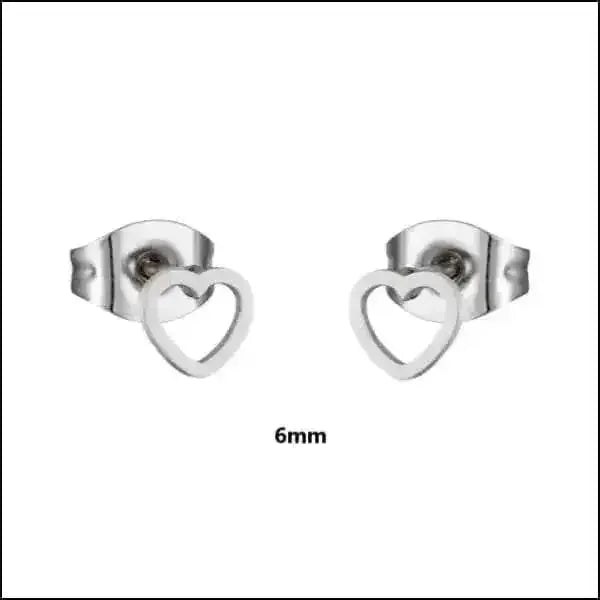 RVS Hartjes Oorbellen Diverse Kleuren - Dames & Kinderen Oorstekers - Zilver kleur-6mm -