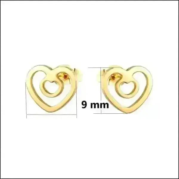 RVS Hartjes Oorbellen Diverse Kleuren - Dames & Kinderen Oorstekers - Zilver kleur-9x5mm -