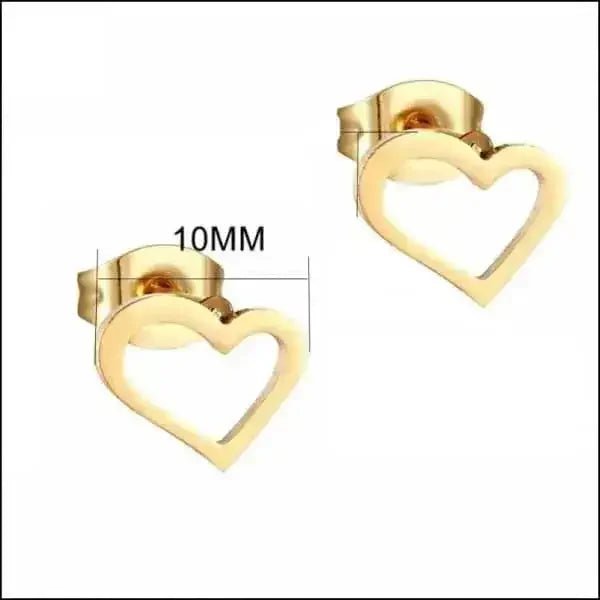 RVS Hartjes Oorbellen Diverse Kleuren - Dames & Kinderen Oorstekers - Goud kleur-10x8mm -