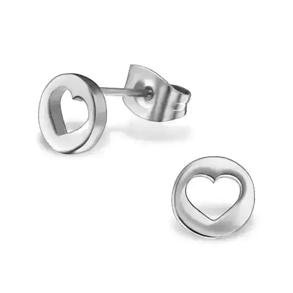 RVS Hartjes Oorbellen Diverse Kleuren - Dames & Kinderen Oorstekers - Zilverkleurig-7mm -