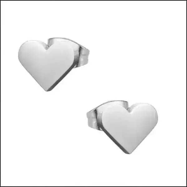 RVS Hartjes Oorbellen Diverse Kleuren - Dames & Kinderen Oorstekers - Zilverkleurig-8x7mm -