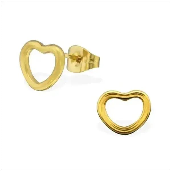 RVS Hartjes Oorbellen Diverse Kleuren - Dames & Kinderen Oorstekers - Goudkleur-10x8mm -