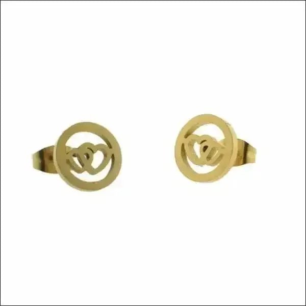 RVS Hartjes Oorbellen Diverse Kleuren - Dames & Kinderen Oorstekers - Goudkleur-10mm -