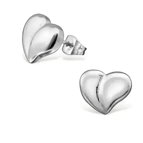 RVS Hartjes Oorbellen Diverse Kleuren - Dames & Kinderen Oorstekers - Zilverkleur-12x10mm -