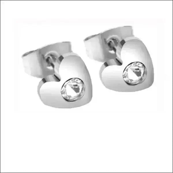 RVS Hartjes Oorbellen Diverse Kleuren - Dames & Kinderen Oorstekers - Zilverkleur-zirkonia-7mm -