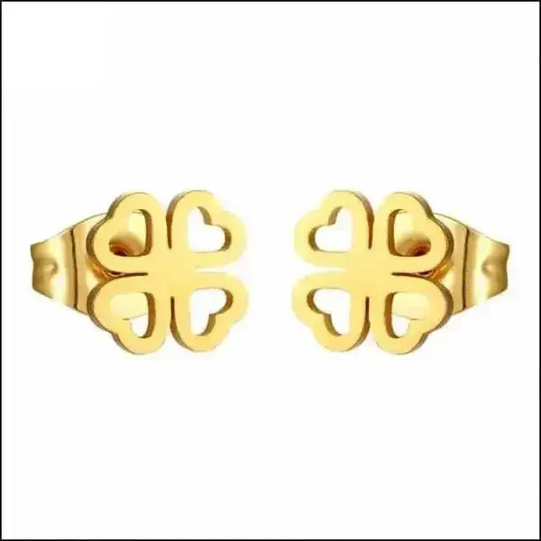 RVS Hartjes Oorbellen Diverse Kleuren - Dames & Kinderen Oorstekers - Goudkleur-4-hartjes-8mm -