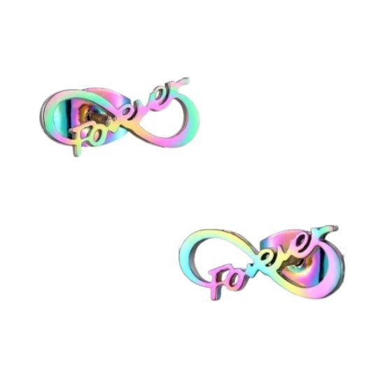 Stalen Infinity Oorbellen 11x5mm - Multikleur - Forever -