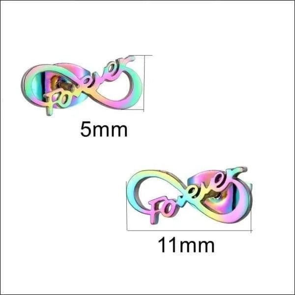 Stalen Infinity Oorbellen 11x5mm - Multikleur - Forever -