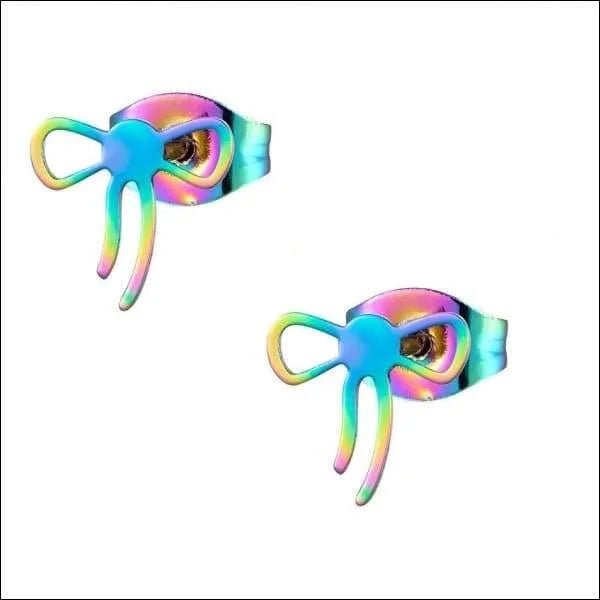 Hippe Stalen strikjes oorbellen - Goudkleurig-9x6mm -
