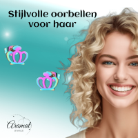 Kleurrijke RVS Kroontjes Oorbellen &acirc;&euro;&ldquo; Multikleur (9mm) -