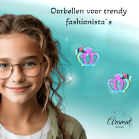 Kleurrijke RVS Kroontjes Oorbellen &acirc;&euro;&ldquo; Multikleur (9mm) -