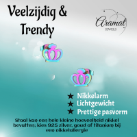 Kleurrijke RVS Kroontjes Oorbellen &acirc;&euro;&ldquo; Multikleur (9mm) -